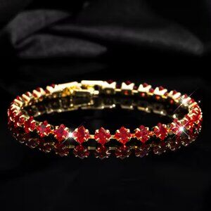 14K Gold 7" Womens 2ct Red Ruby Gemstone Tennis Bracelet New 14 K Silver Jewelry